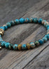 Boho Bracelet, Stretchy Bracelet, Blue and Brown Elephant Tibetan